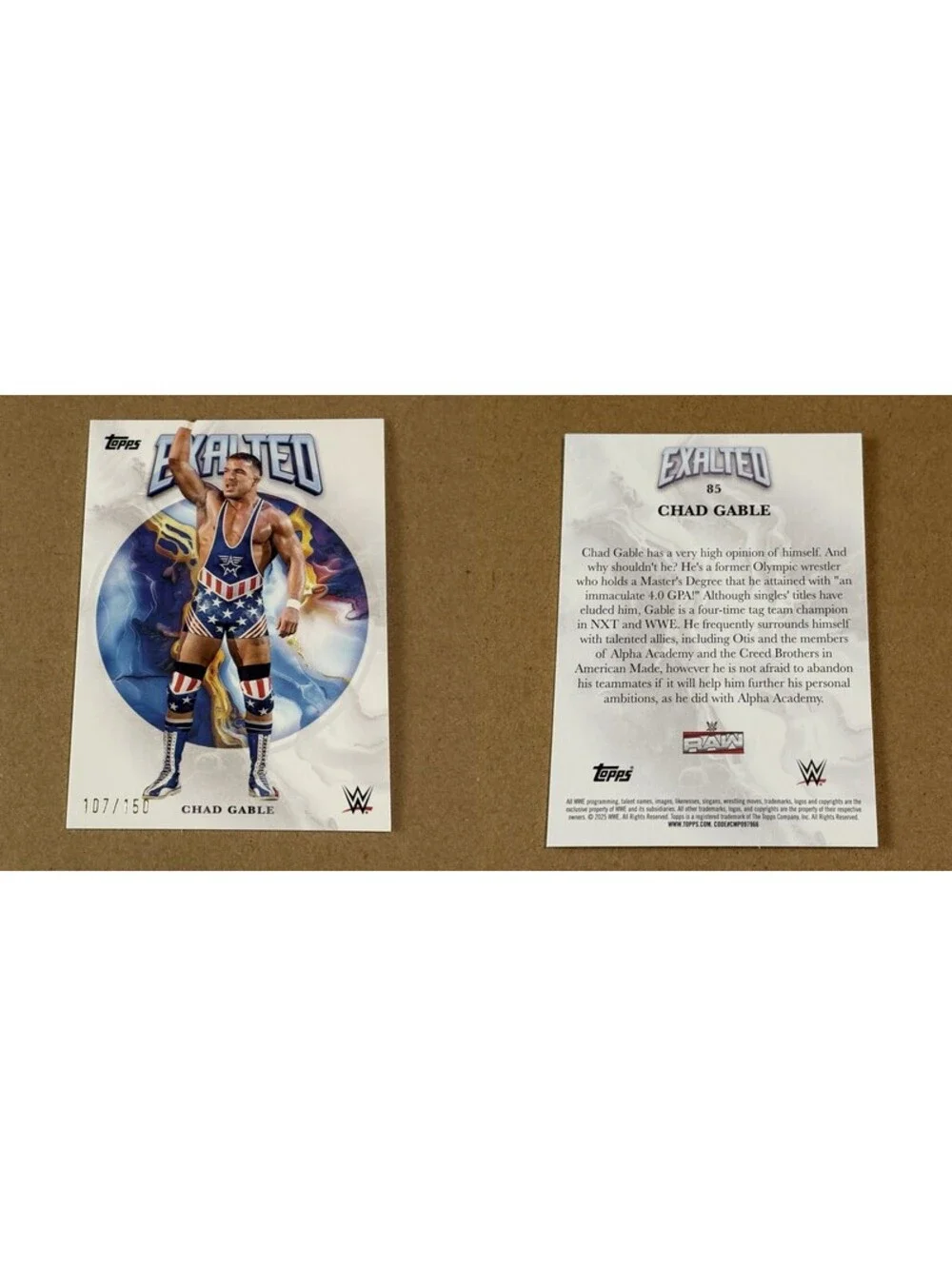 2025 Topps Exalted WWE Chad Gable #85 White #/150 Raw